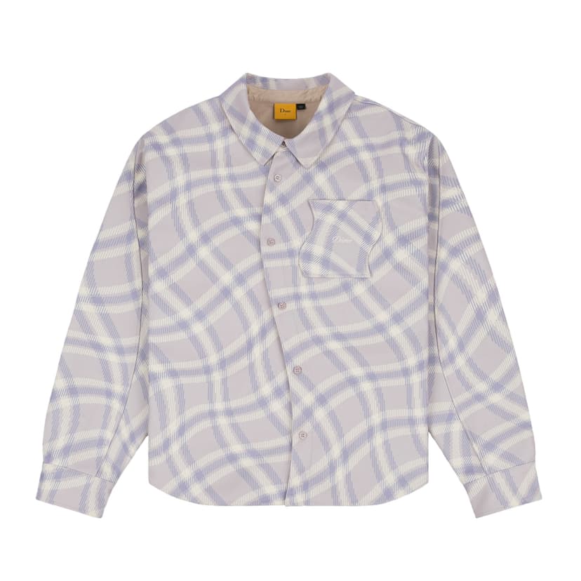 Dime Plaid Fleece Shirt - lilac gray