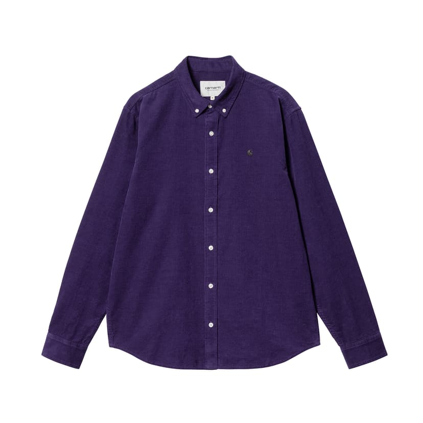 Carhartt WIP Madison L/S Fine Cord - tyrian / black