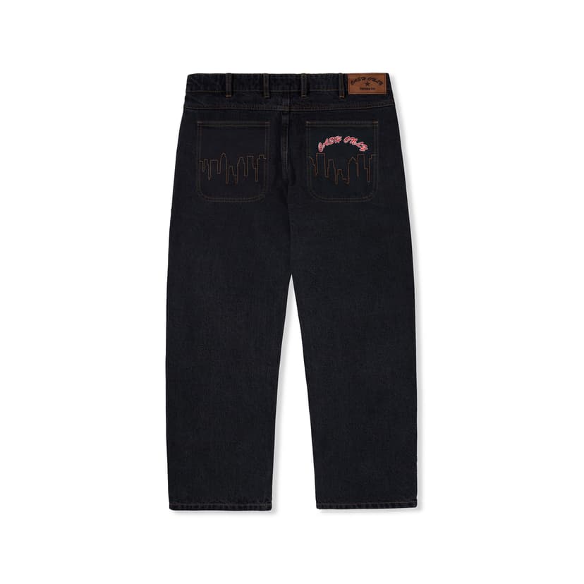 Cash Only Logo Baggy Denim Jeans - washed black