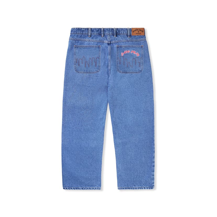 Cash Only Logo Baggy Denim Jeans - washed indigo