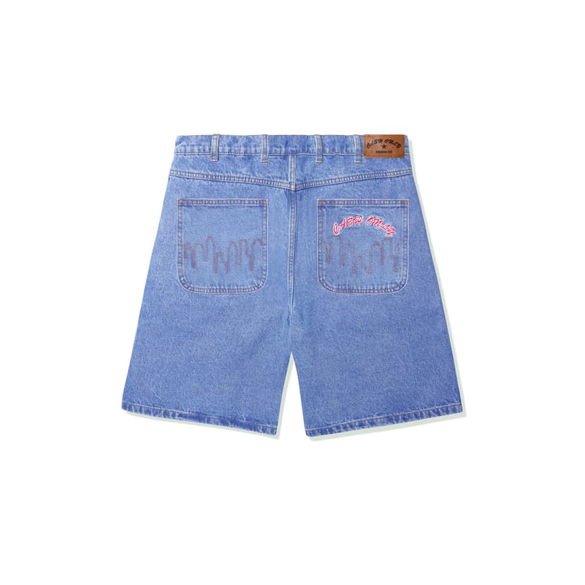 Cash Only Logo Denim Shorts - washed indigo
