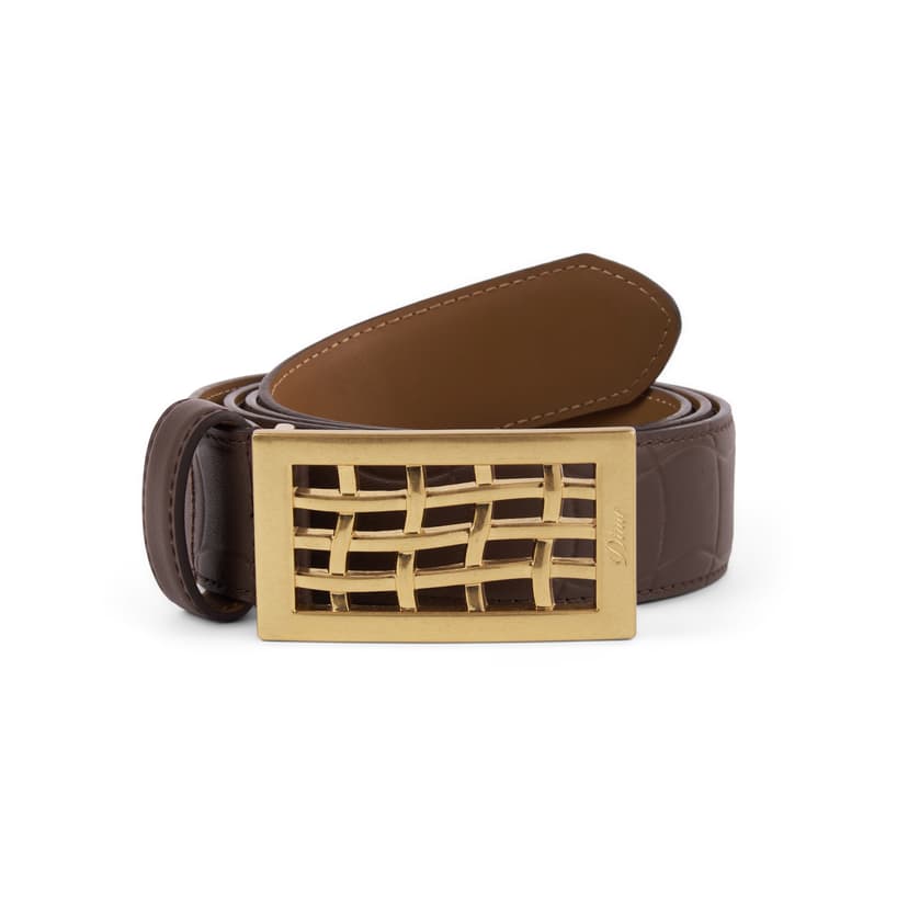 'Heavyweight Leather Belt' - 'brown'