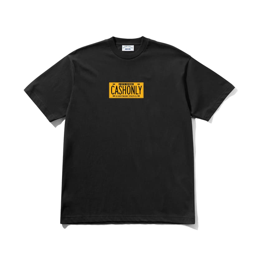 Cash Only License Plate Tee - black