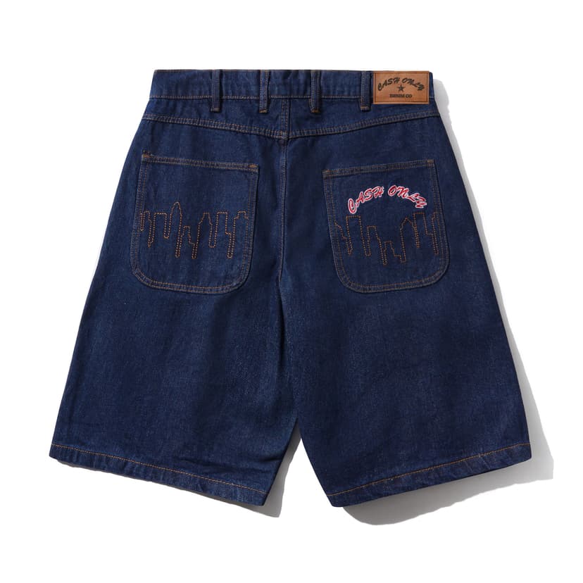 Cash Only Logo Denim Short - raw indigo