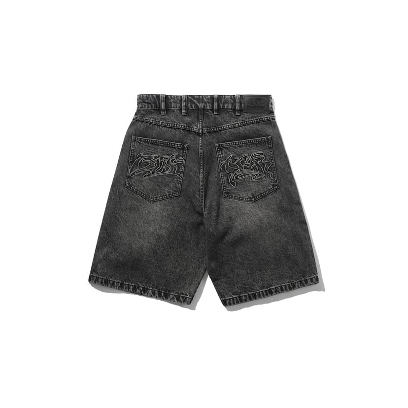 Buttergoods Drummer Baggy Denim Shorts - streacky black