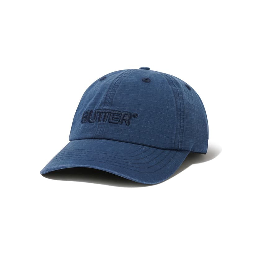 Buttergoods Ripstop Rounded Logo 6 Panel Cap - navy