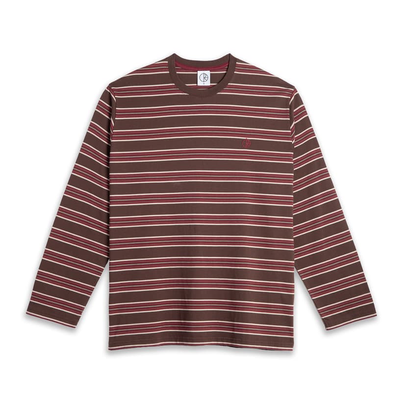 Polar Skate co. Steve LS Tee / Stripe - brown red