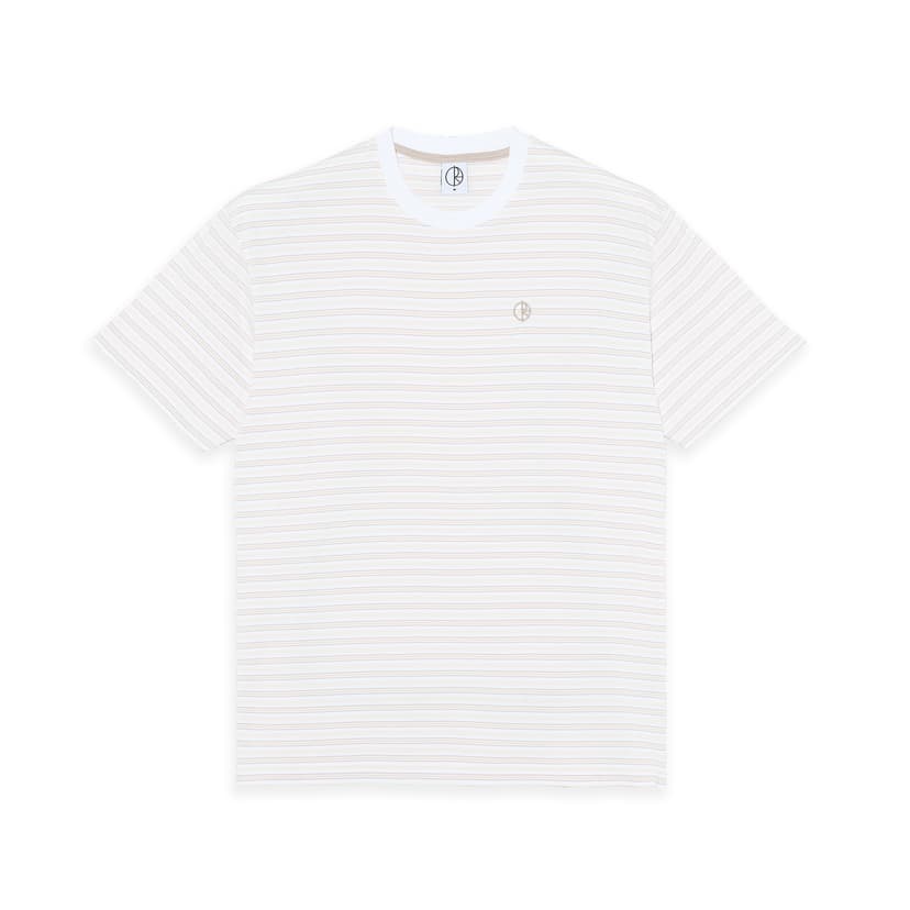 Polar Skate co- Stripe Tee - white taupe