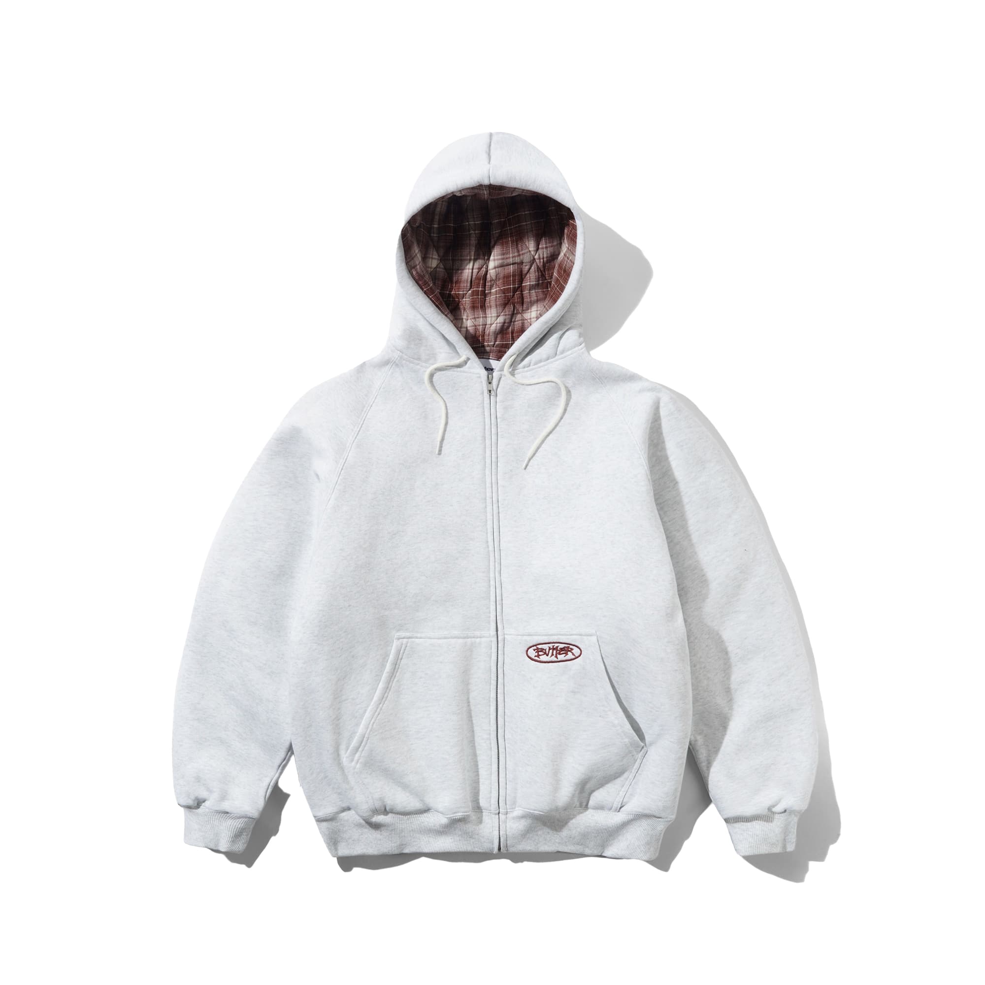 Buttergoods Plaid Lined Zip Thru Hood - ash